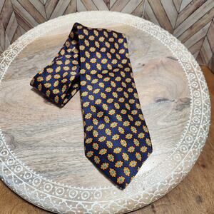 Paco Rabanne Navy Orange Green Geometric 100% Silk Made in Italy Men's Tie